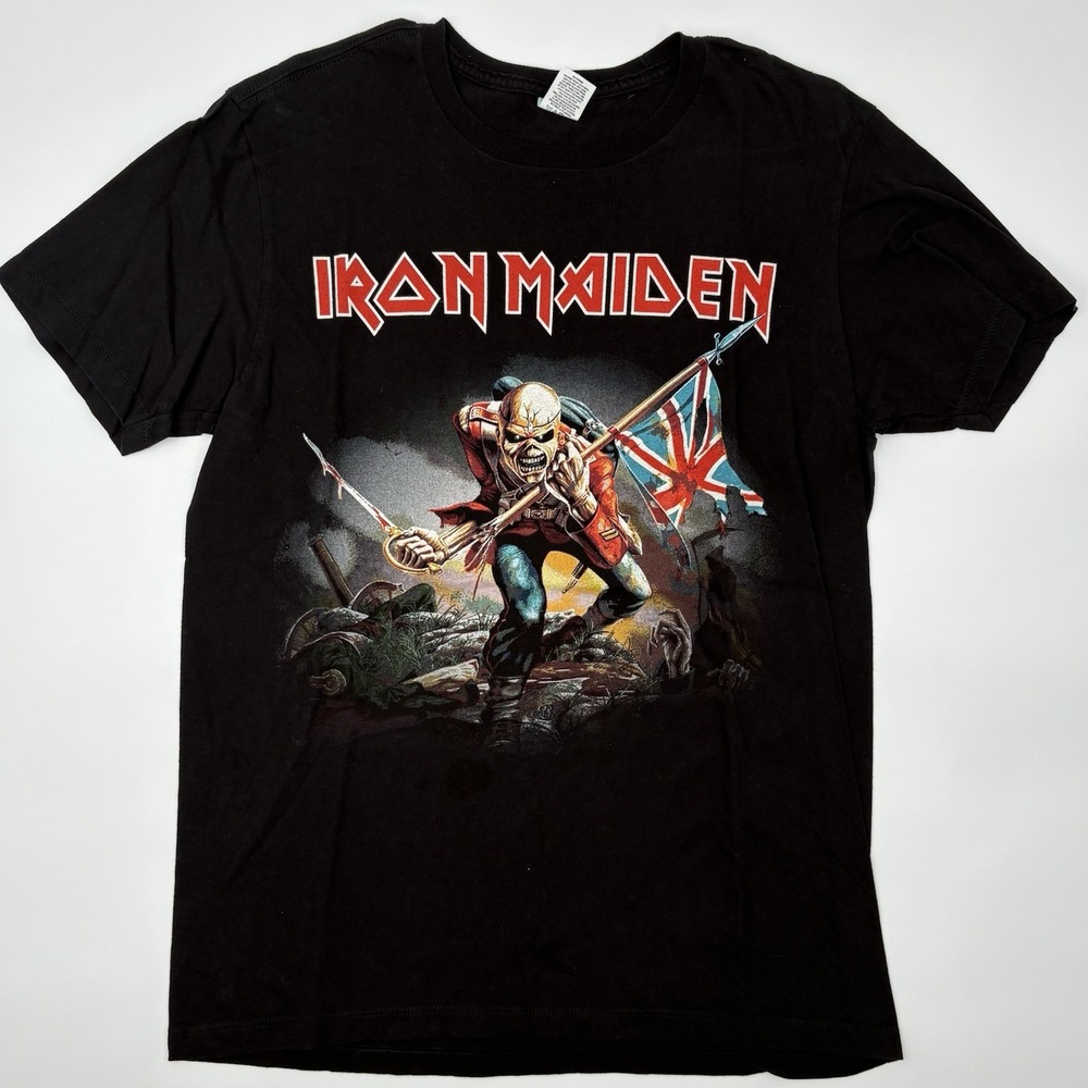 Iron Maiden Mens L Black Graphic T-Shirt Run To‎ The Hills Concert Band Tee